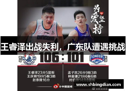王睿泽出战失利，广东队遭遇挑战